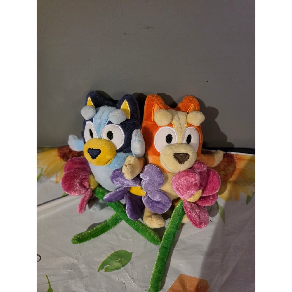 Bluey and Bingo Plush Set with Flowers Stuffed Animal with Boquet